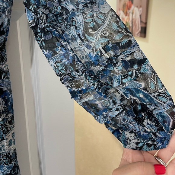 The Kooples Blue Cashmere Print Dress in Crepe Silk Muslin - NWT! - Picture 7 of 14